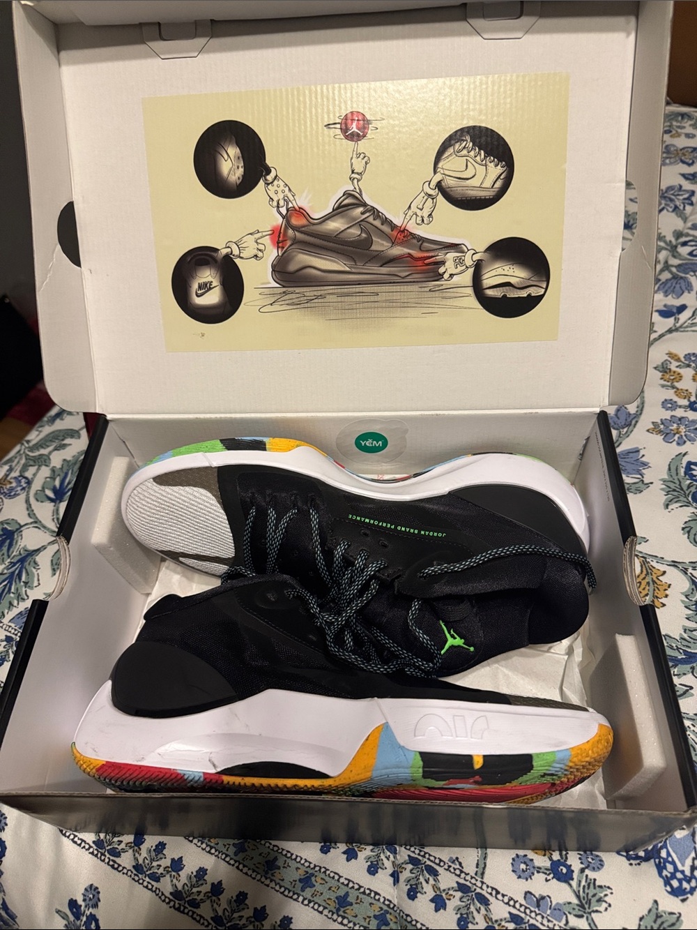 Nike Kids Black Sneakers with Multicolor Sole